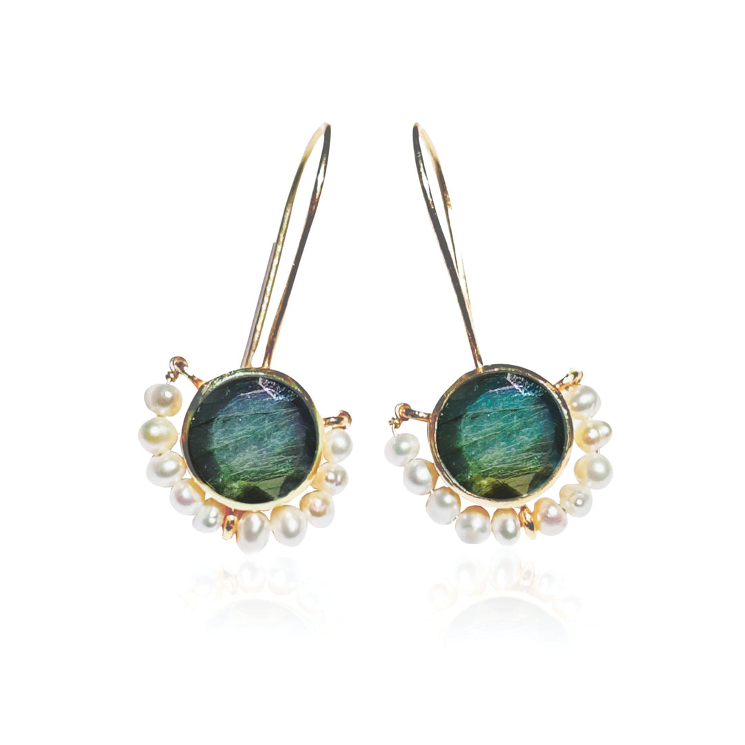 Labradorite Peal Earrings