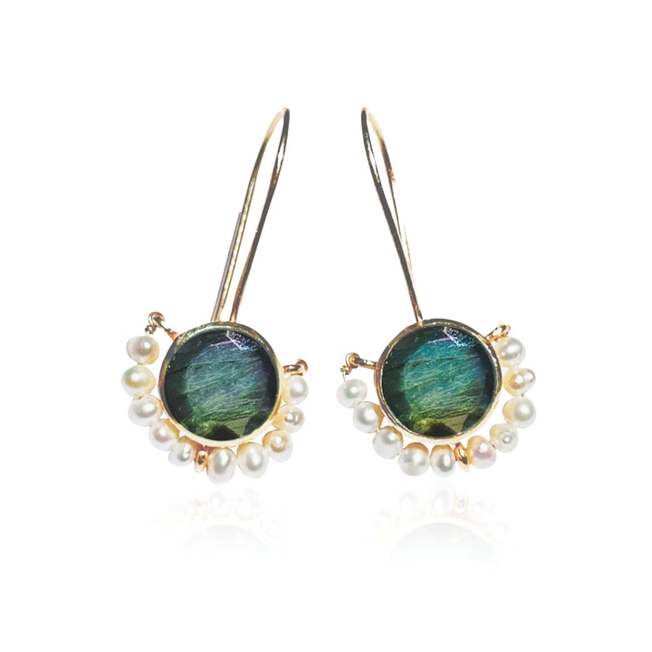 Labradorite Peal Earrings