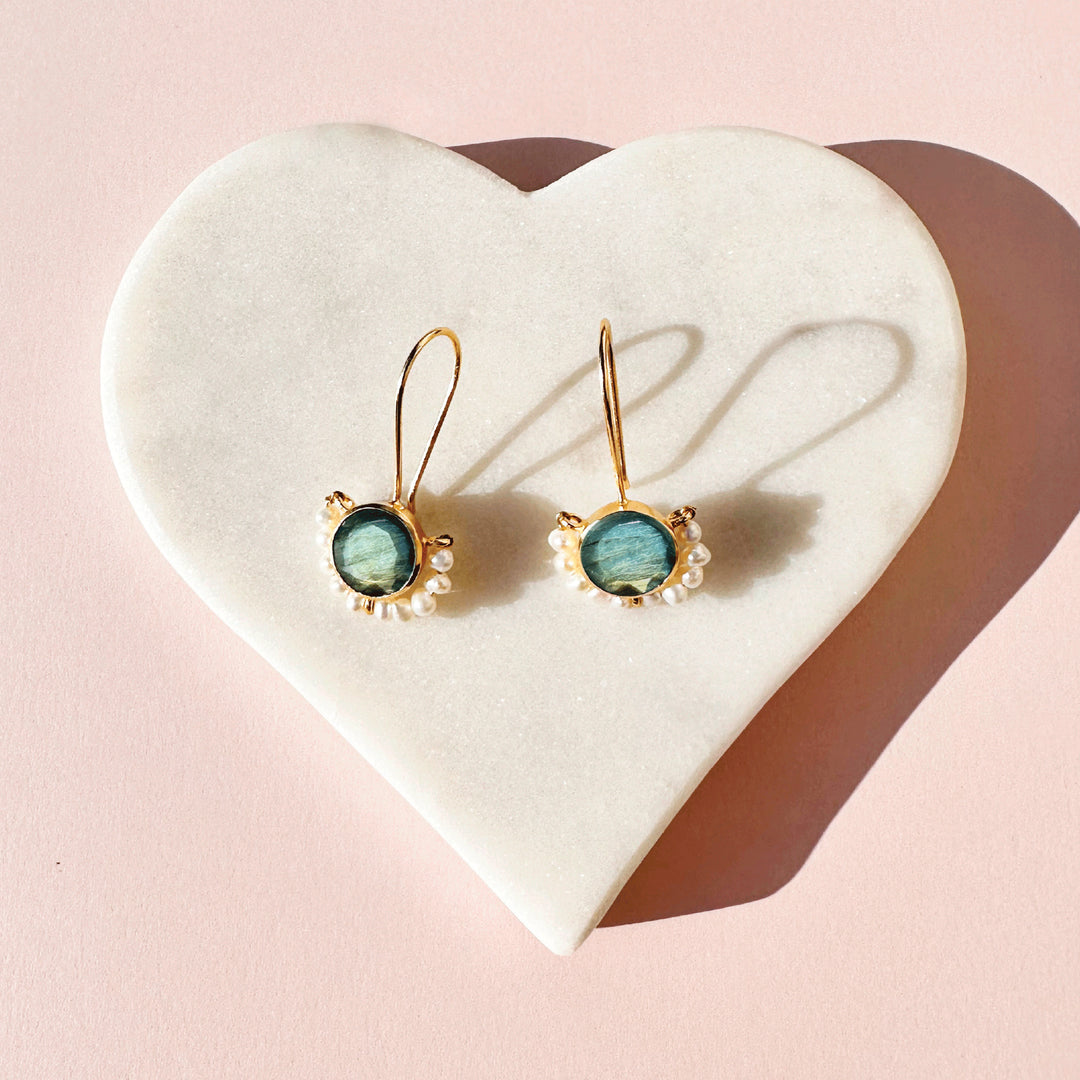 Labradorite Peal Earrings