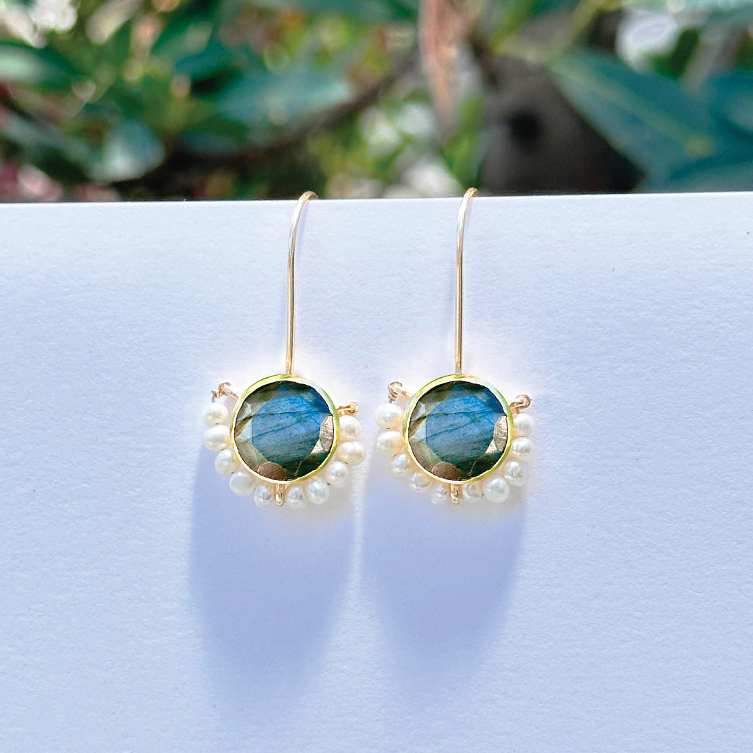 Labradorite Peal Earrings