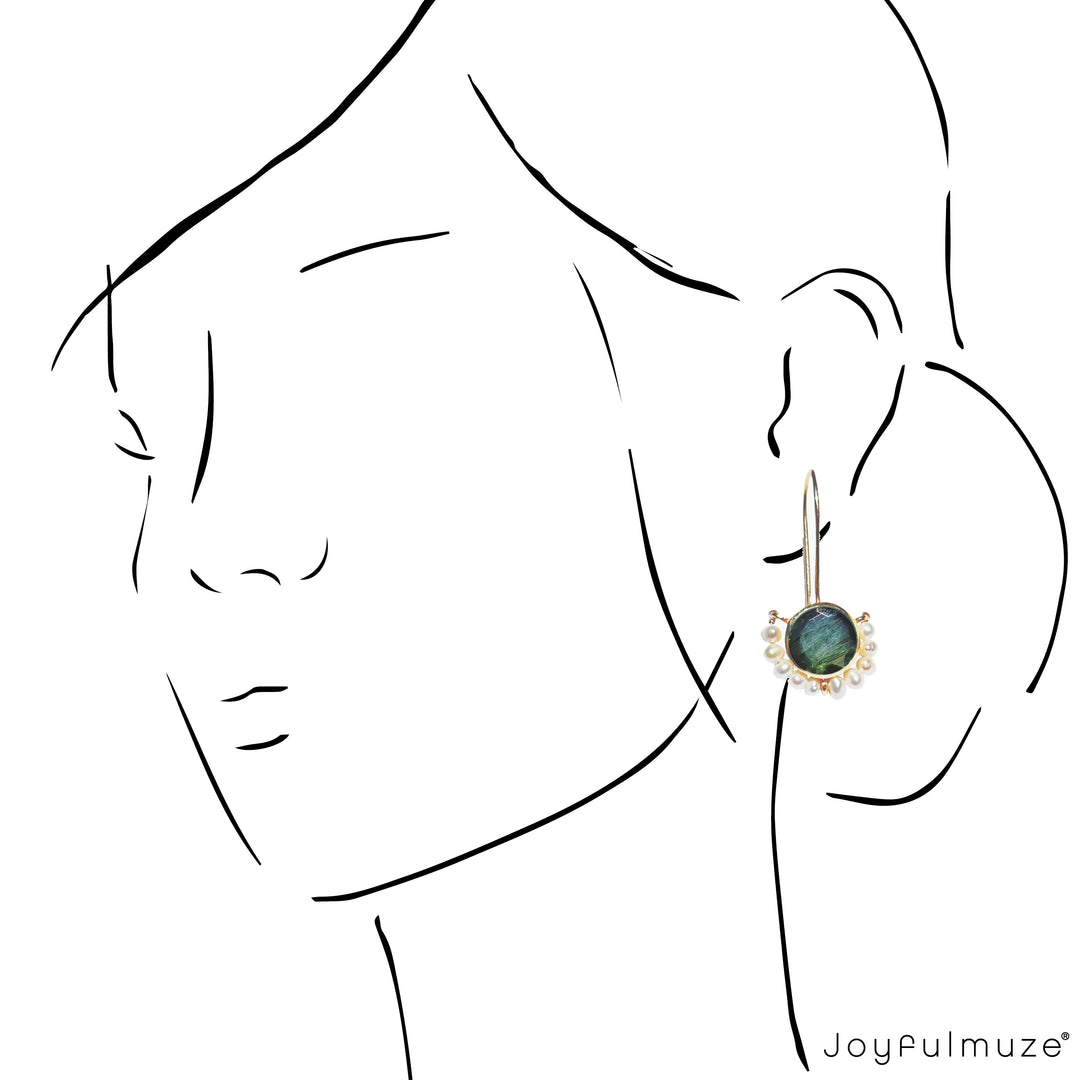 Labradorite Peal Earrings
