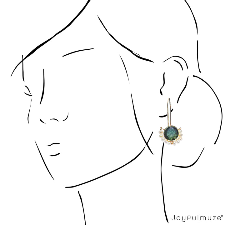 Labradorite Peal Earrings