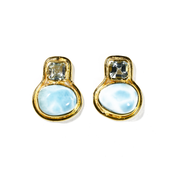 Larimar Green Amethyst Post Stud Earrings