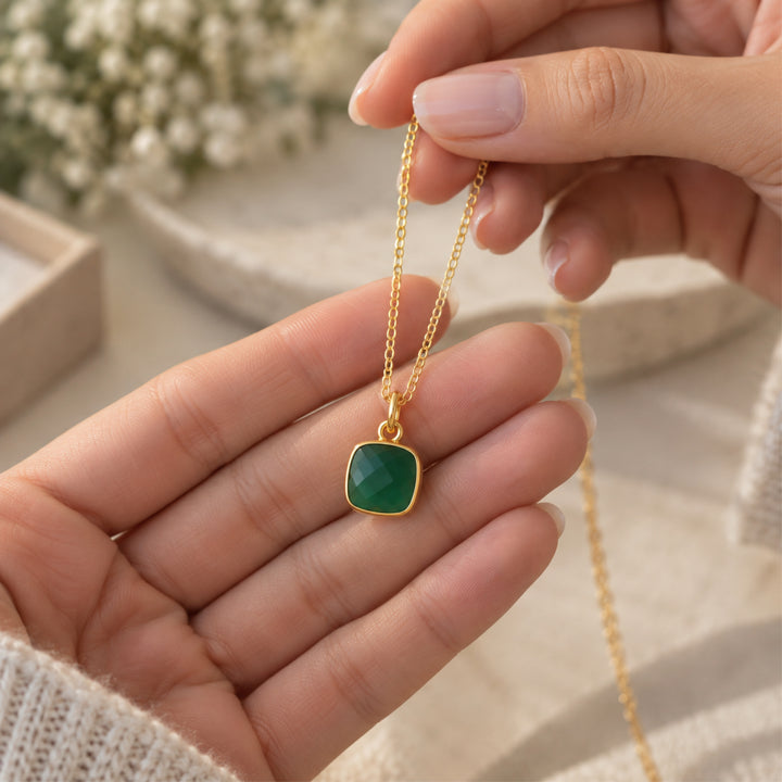 Moss Green Chalcedony Necklace