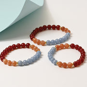 Red Agate, Sunstone and Blue Angel Stone Bracelet
