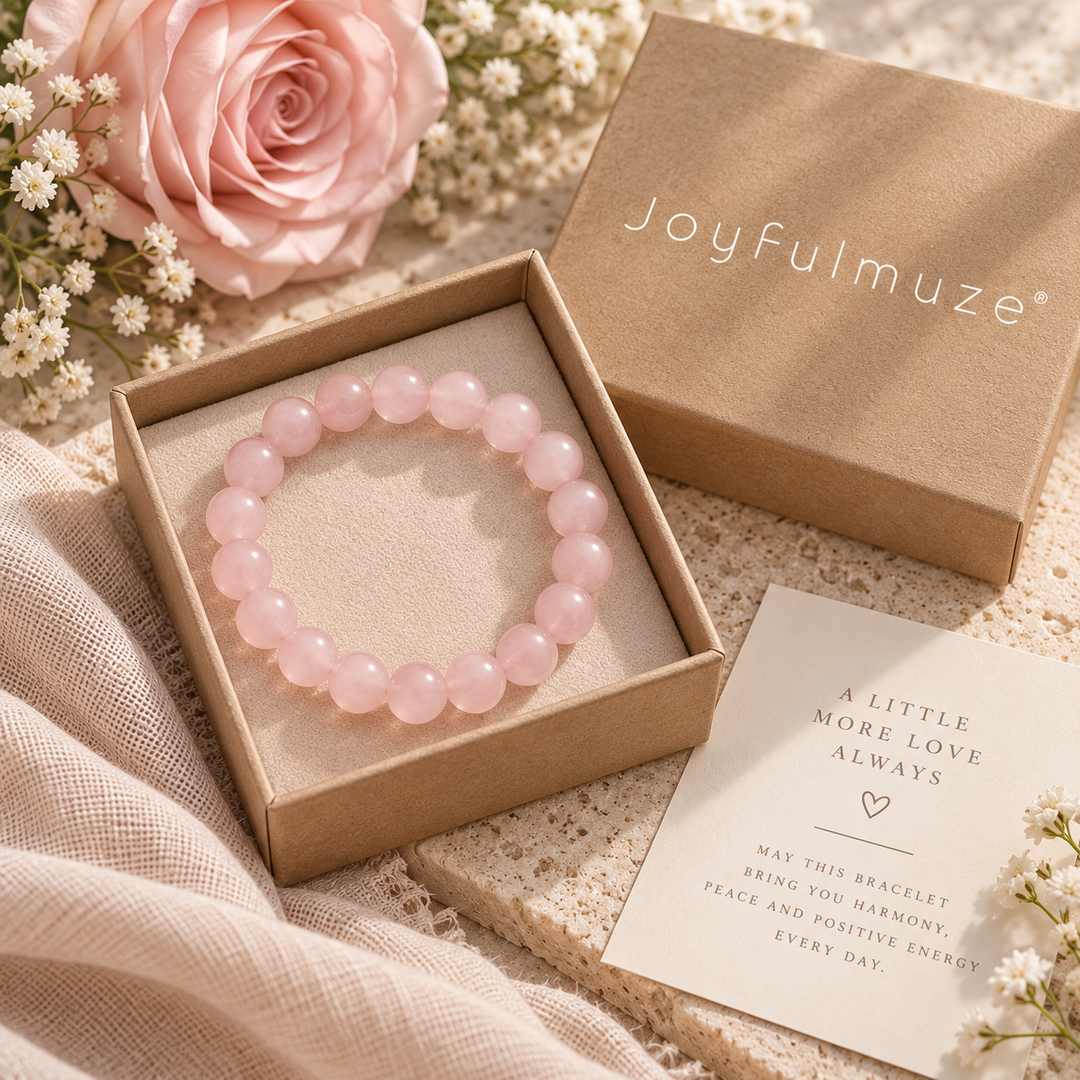 Natural Rose Quartz 10mm Beaded Bracelet