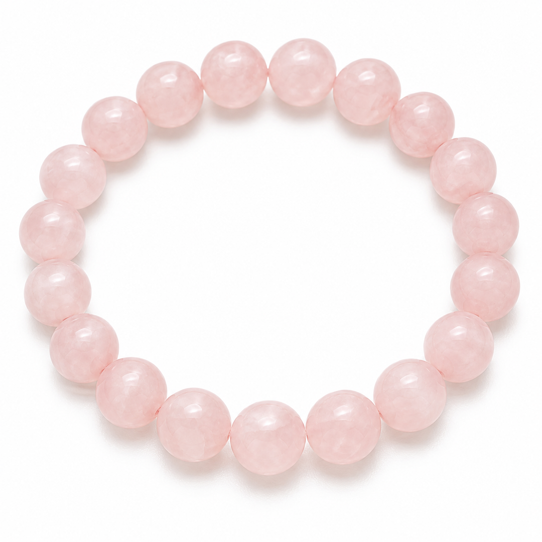 Natural Rose Quartz 10mm Beaded Bracelet