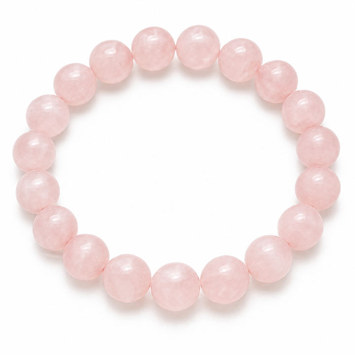 Natural Rose Quartz 10mm Beaded Bracelet