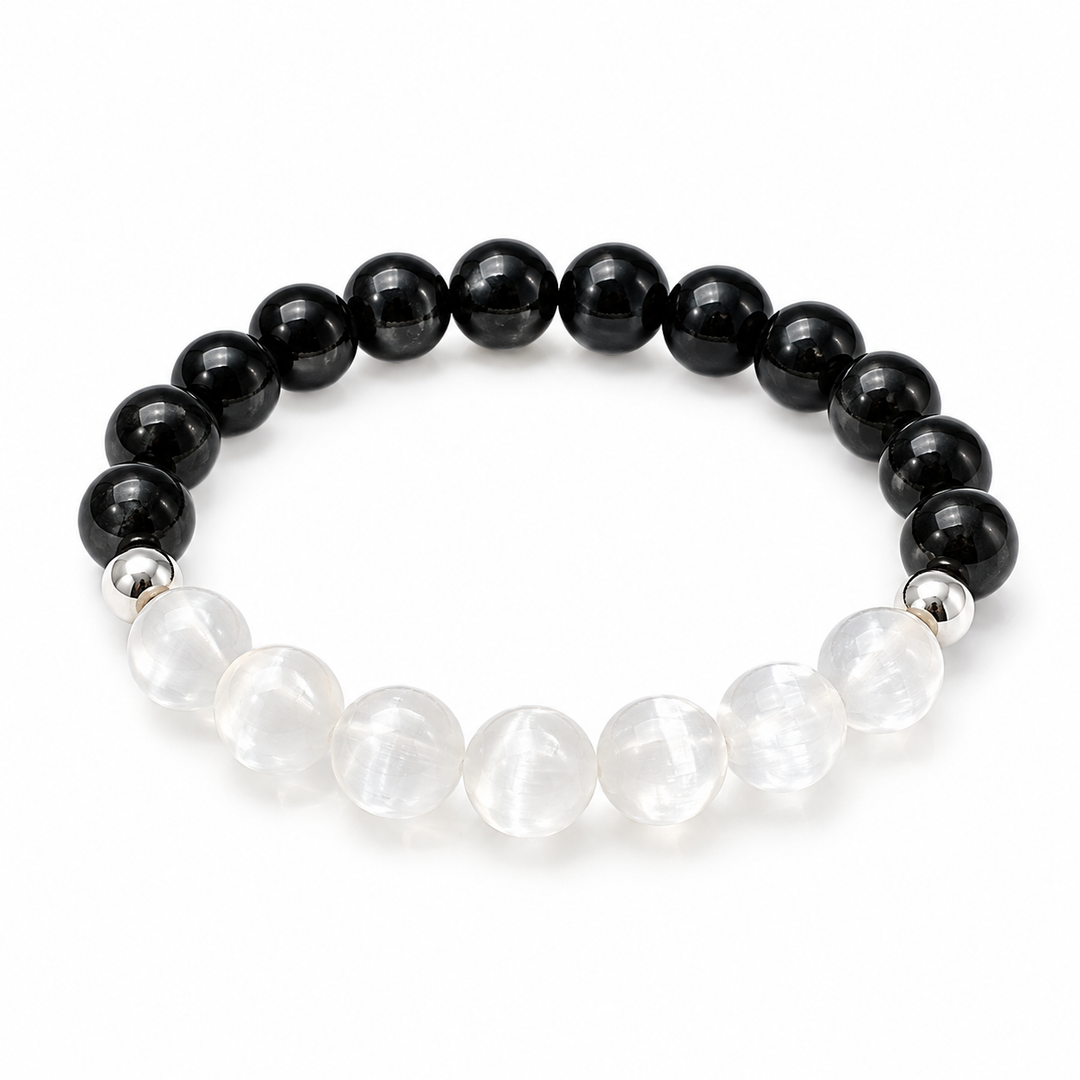 BLACK TOURMALINE + SELENITE BRACELET