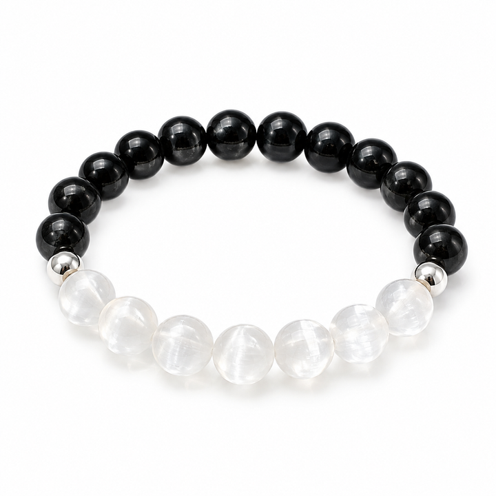 BLACK TOURMALINE + SELENITE BRACELET