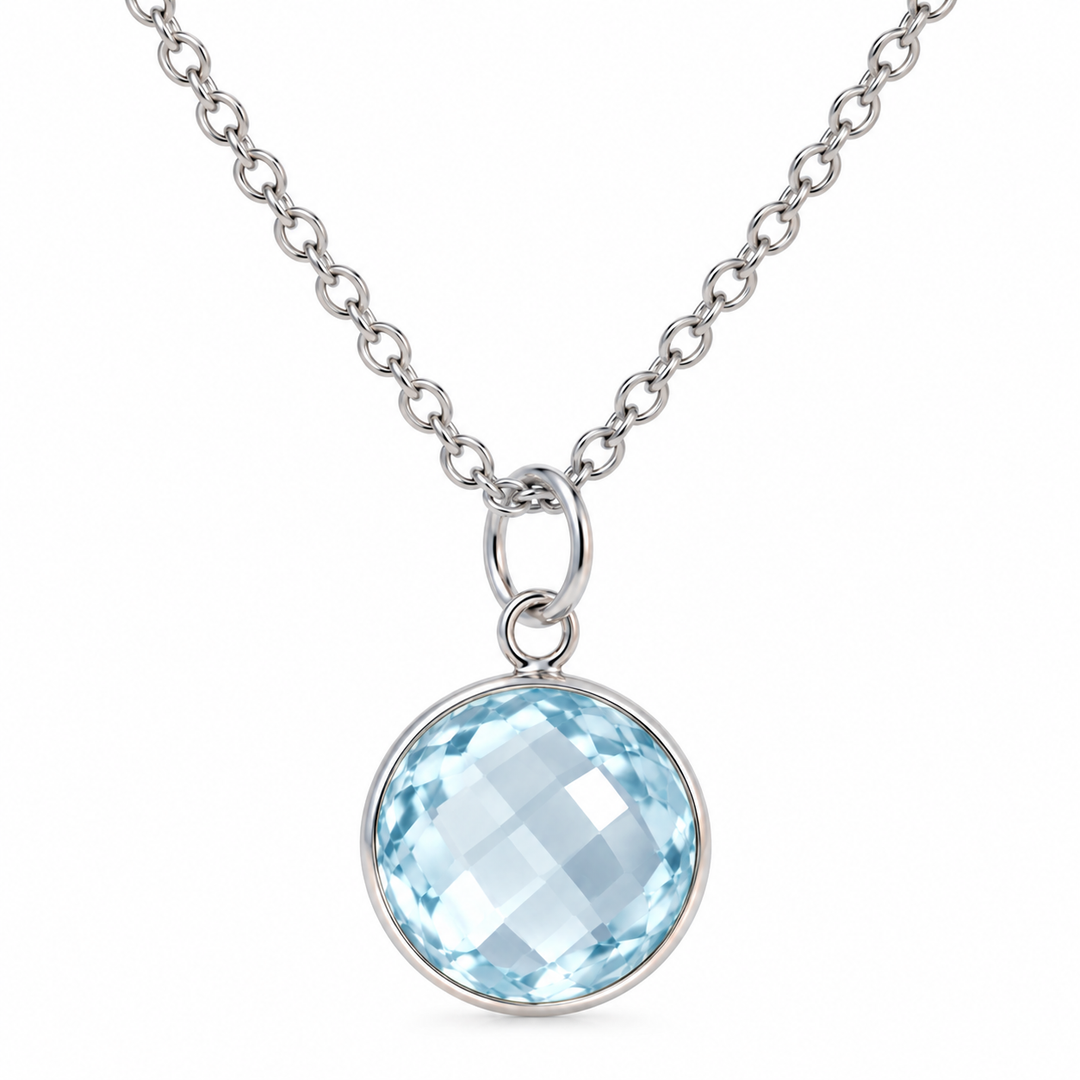 Pale Blue Topaz Necklace Silver