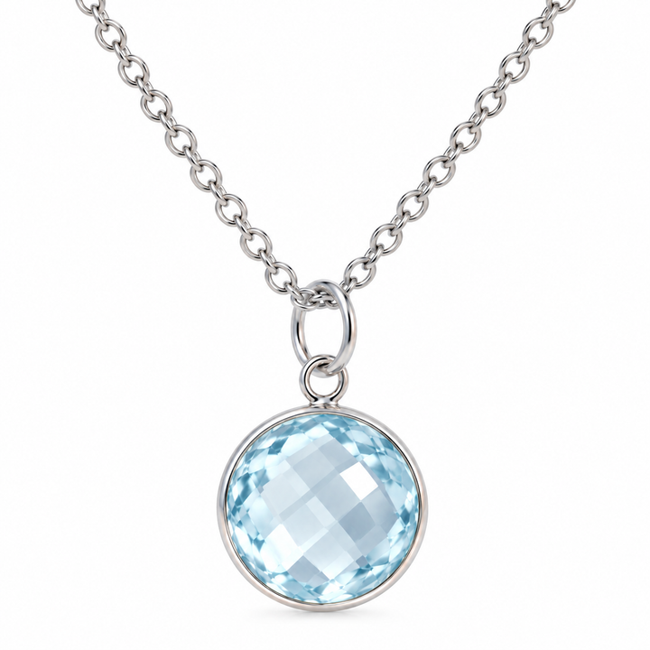 Pale Blue Topaz Necklace Silver