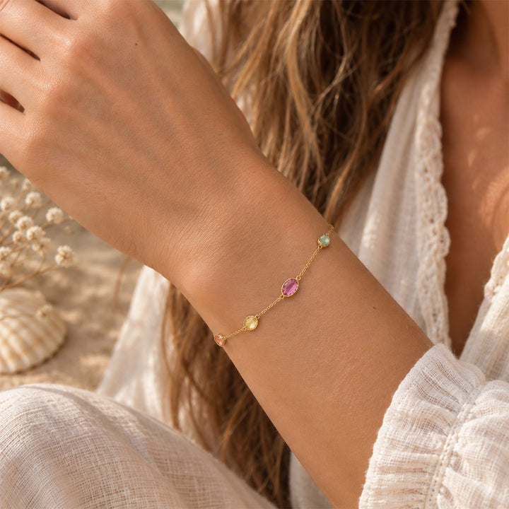 Rainbow Tourmaline Gemstone Bracelet