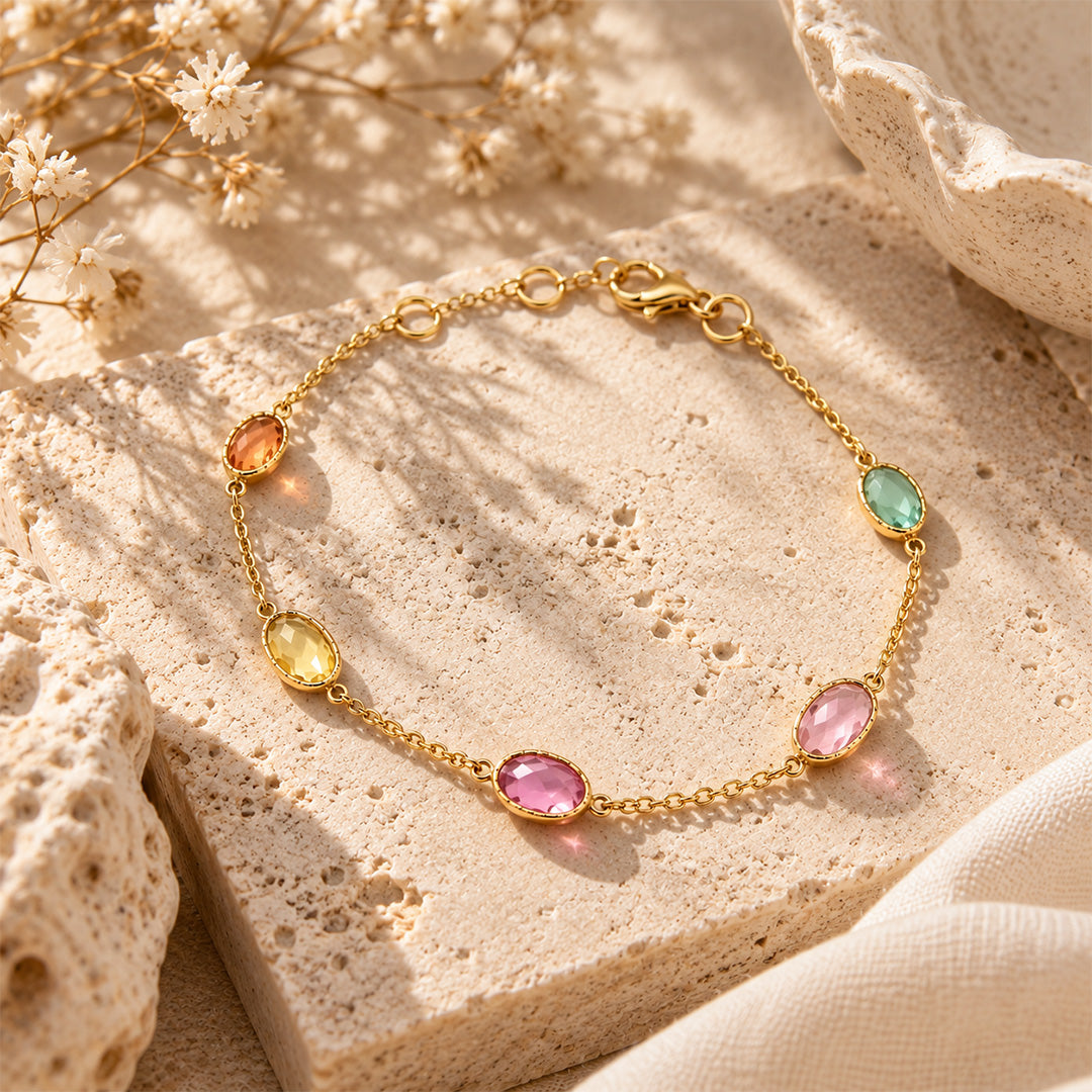 Rainbow Tourmaline Gemstone Bracelet