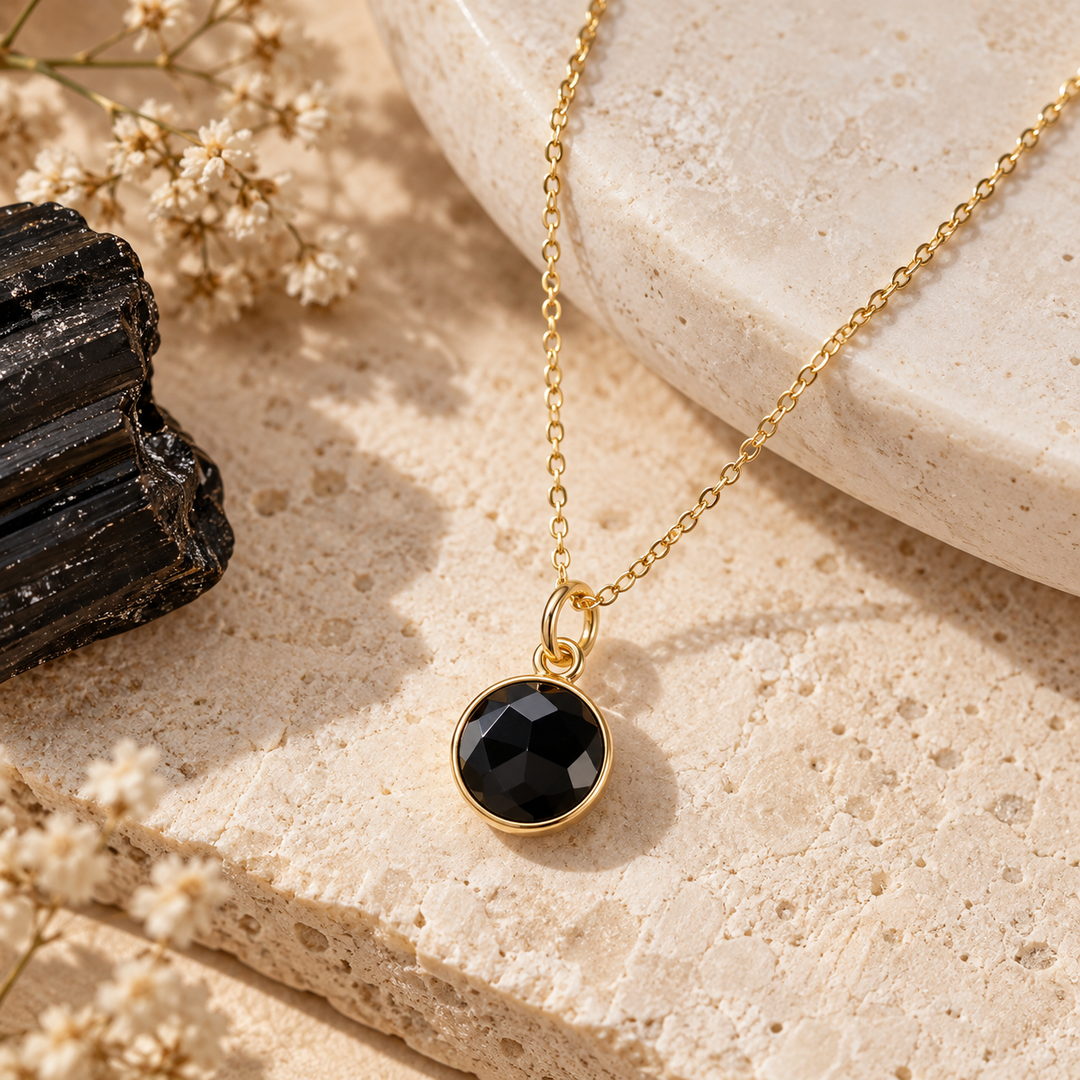 Black Tourmaline in Gold