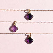 JOYFULMUZE- Genuine Amethyst Four Leaf Clover Necklace in 18kt Gold Over Sterling, Handcrafted February Birthday Gifts for Her and Him, Lucky Clover Valentines Day Pendant, 18 inches long