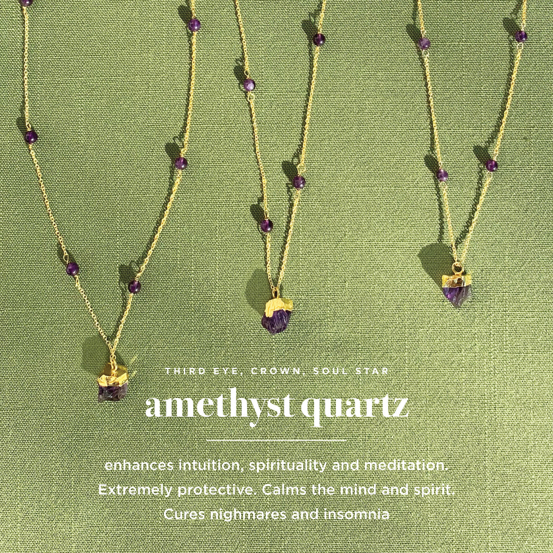 Boho Amethyst Necklace in Gold