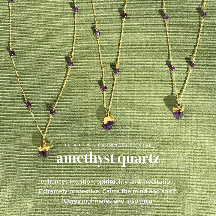 Boho Amethyst Necklace in Gold