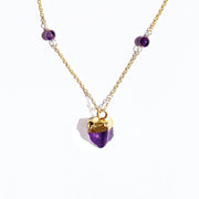 Boho Amethyst Necklace in Gold