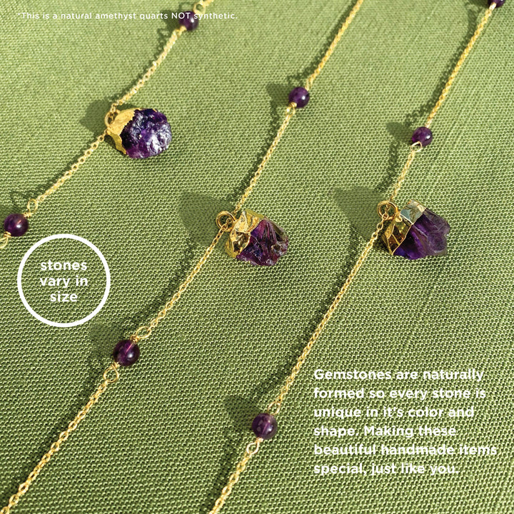 Boho Amethyst Necklace in Gold