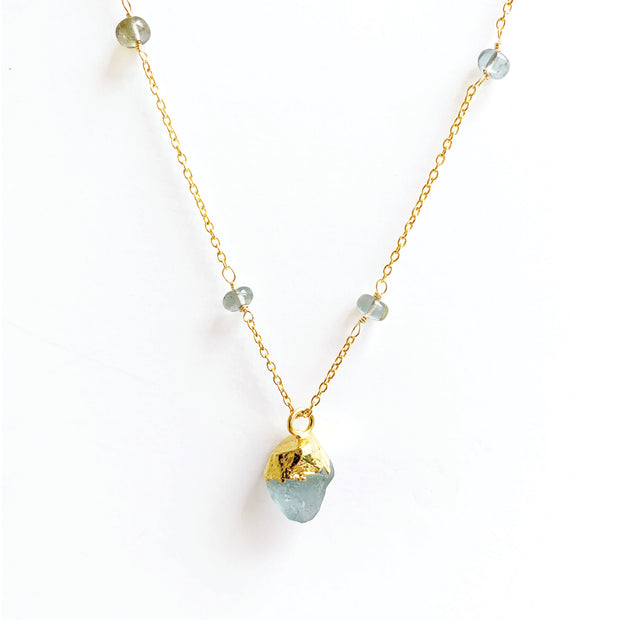 Joyfulmuze Blue Aquamarine Gemstone Necklace