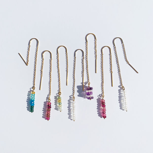 Rainbow-Moonstone 14K Gold Fill Thread Earrings