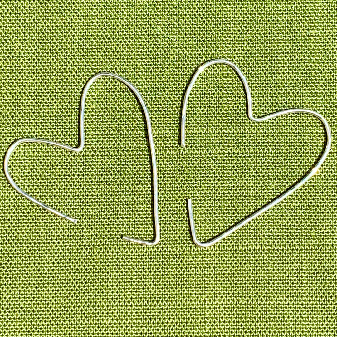 Silver Hoop Heart Earrings