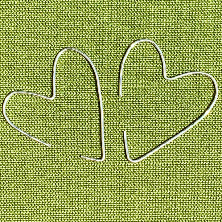 Silver Hoop Heart Earrings