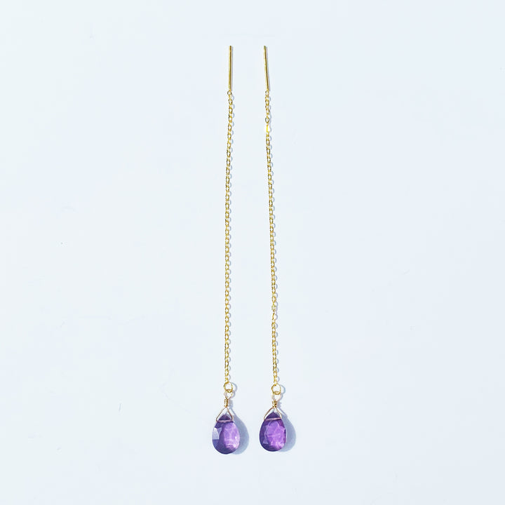 Threader Amethyst Earrings