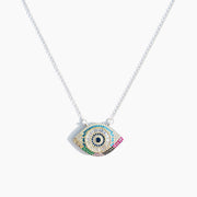 Silver CZ Evil Eye Necklace