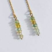 Gold Fill Thread Earrings with Moss Aquamarine