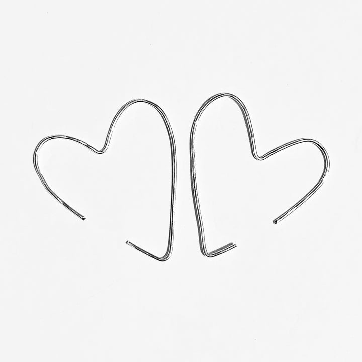 Silver Hoop Heart Earrings