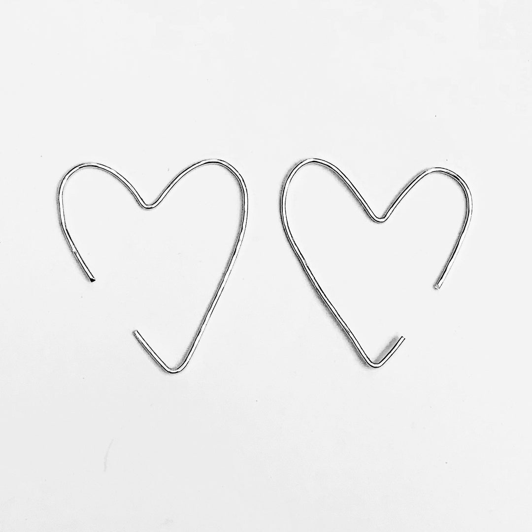 Silver Hoop Heart Earrings