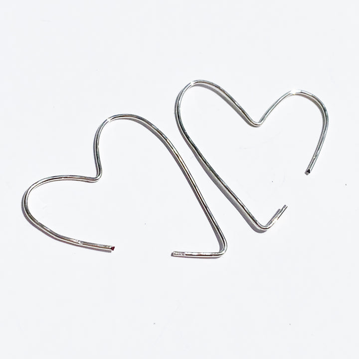 Silver Hoop Heart Earrings