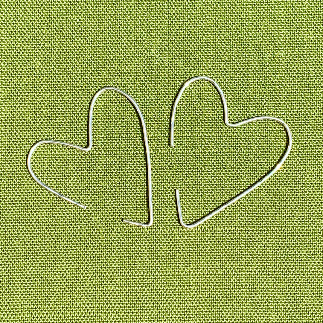 Silver Hoop Heart Earrings