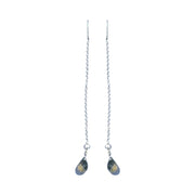 Labradorite Adjustable Long Chain Silver Threader Earrings