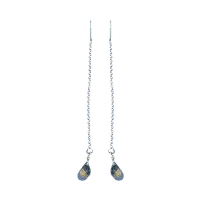 Labradorite Adjustable Long Chain Silver Threader Earrings