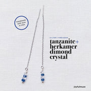 Herkimer Diamond and Tanzanite Silver Earrings