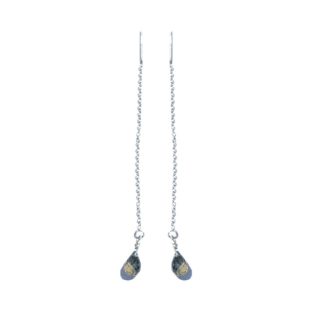 Labradorite Adjustable Long Chain Silver Threader Earrings