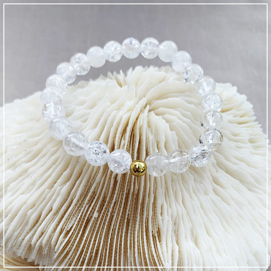 cracked clear quartz crystal bracelet