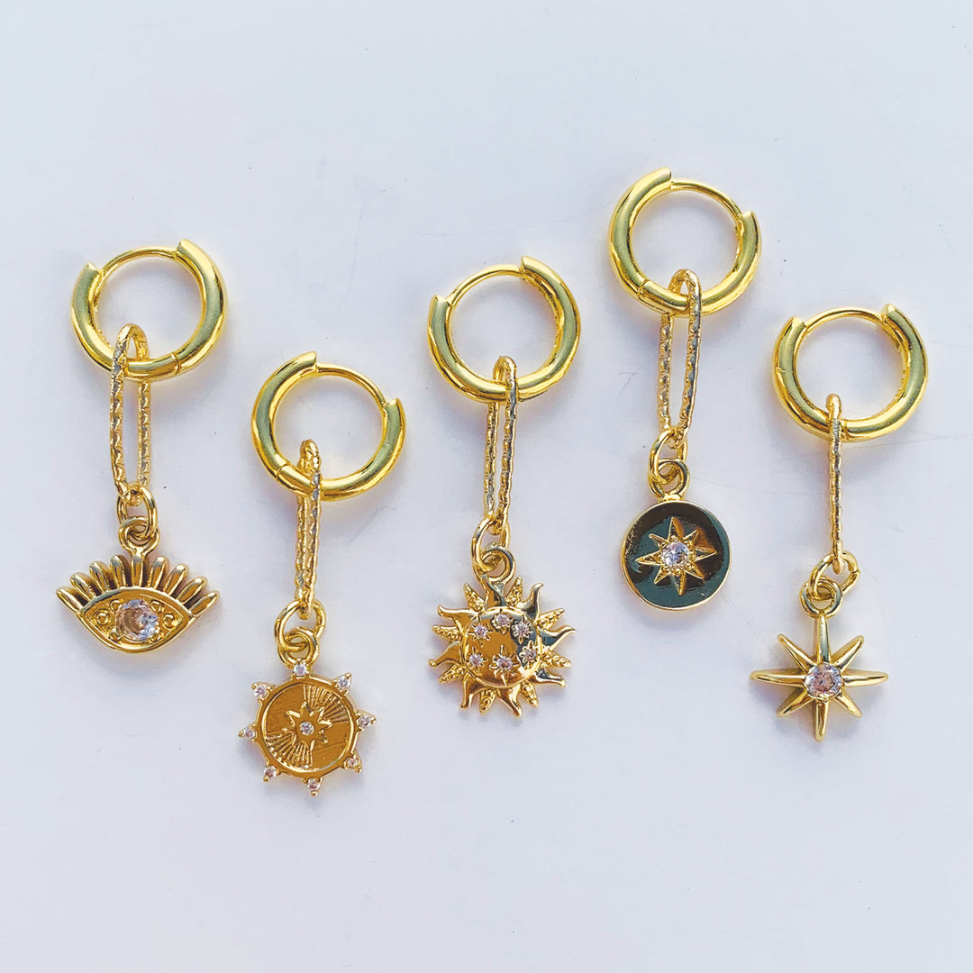 gold evil eye hoops