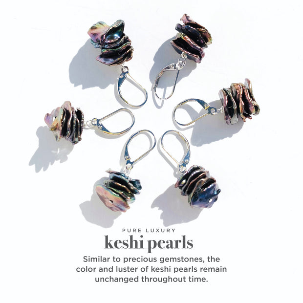 Black Keshi Pearl Earrings
