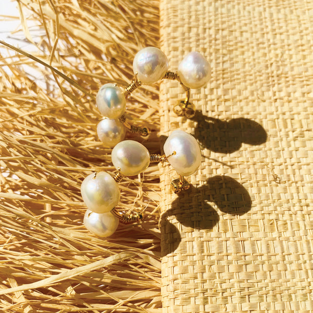 Large Gold Hoops with Pearls