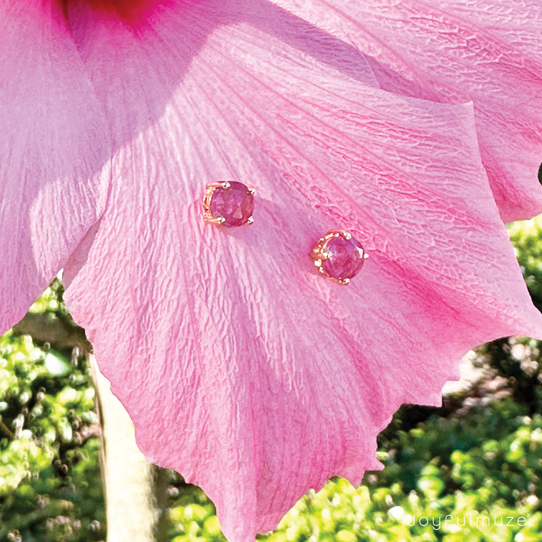 Pink Sapphire Round Studs