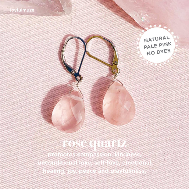 Rose Quartz Gold and Silver Earrings