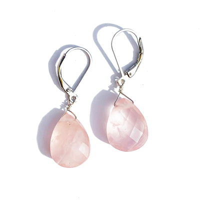 Rose Quartz Gold and Silver Earrings