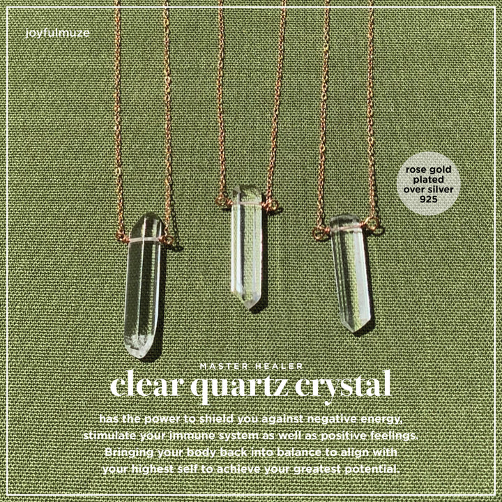 Clear Quartz Necklace in Rose Gold