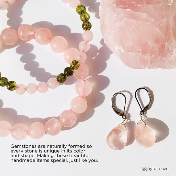 rose quartz bracelet & earrings 