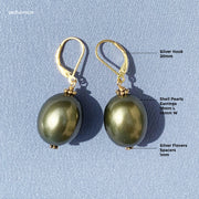 Sell Pearls Earrings in Olive Green