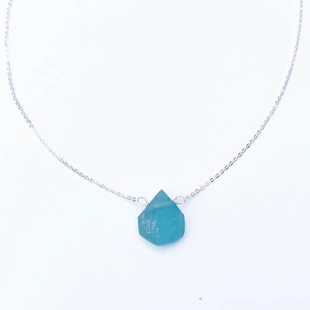 Raw Aquamarine Necklace in Sterling Silver or Gold Stone Crystal Jewel –  Catching Wildflowers